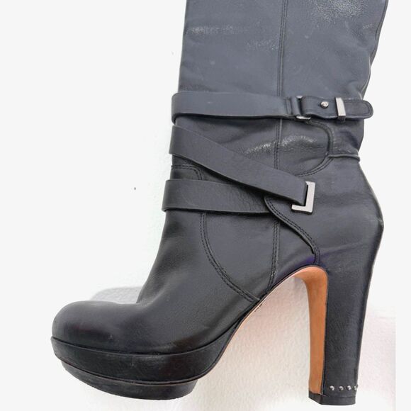 BCBG Mandy boot - Leather knee-high Moto Boots With Rubber Heel Cap - Picture 3 of 12